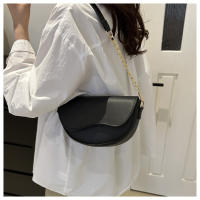 Bolso De Hombro Doble Cadena Moda En Cuero PU Sólido Para Mujer Bolso Cruzado Versátil Regalo Para Festival - details 5