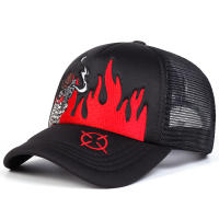 Gorro De Béisbol Unisex Con Bordado De Calavera Y Llama Ajustable Casual Para Primavera Y Verano Protección Solar - details 1