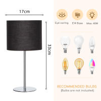 Aigostar - Lámpara de Mesa Clásica, Porlámparas de Casquillo Fino E14, Lámpara Decorativa Clásica con Base de Acero Brillante y Tulipa Negra, Perfecta para Mesa de Noche o Decorar Cualquier Estancia - details 5