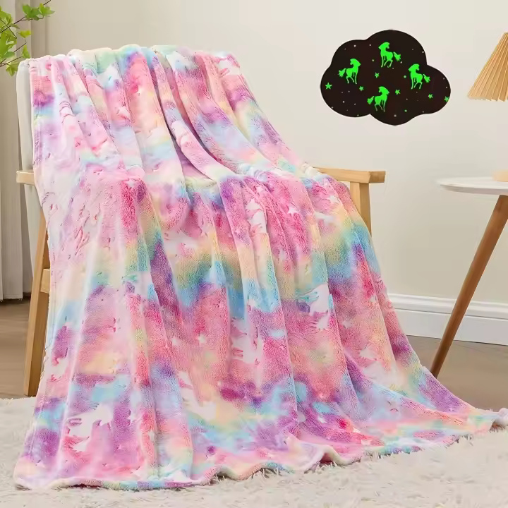 Manta Luminosa De Unicornios Para Niñas Regalo Ideal Para Niñas De 2 a 10 Años Manta Suave Para Niños Material 100% Poliéster - 1
