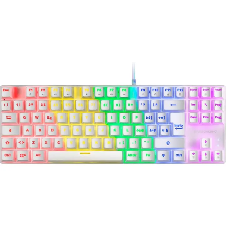 Teclado Gaming Mecánico MARSGAMING TKL FRGB, Antighosting, Switch Mecánico Rojo, Idioma Italiano, MK80, Color Blanco - 1
