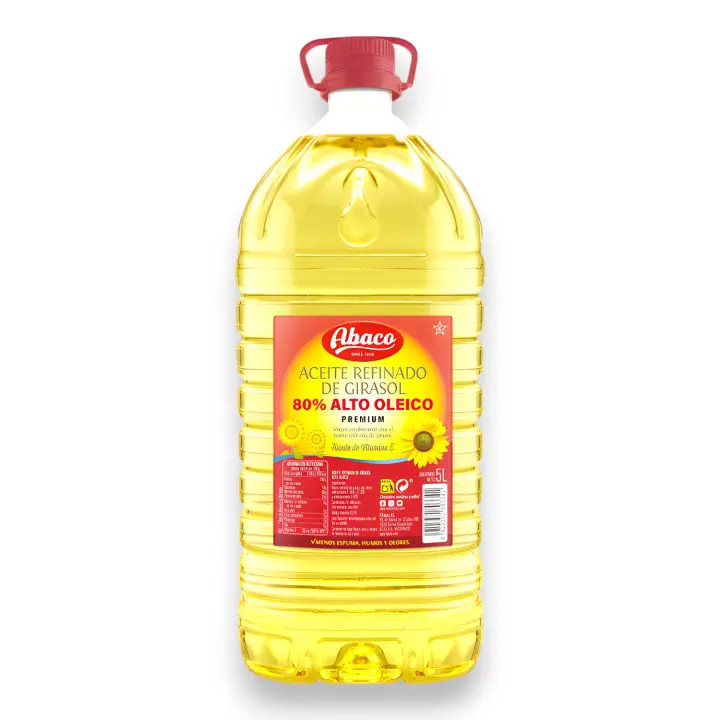 Aceite Refinado de Girasol Abaco 5 Litros Aceite de Girasol 80% Alto Oleico 5L Aceite de Girasol Premium 5L Mayor Rendimiento Menos Espuma Humor y Olores - WIAAM,AM3 - 1