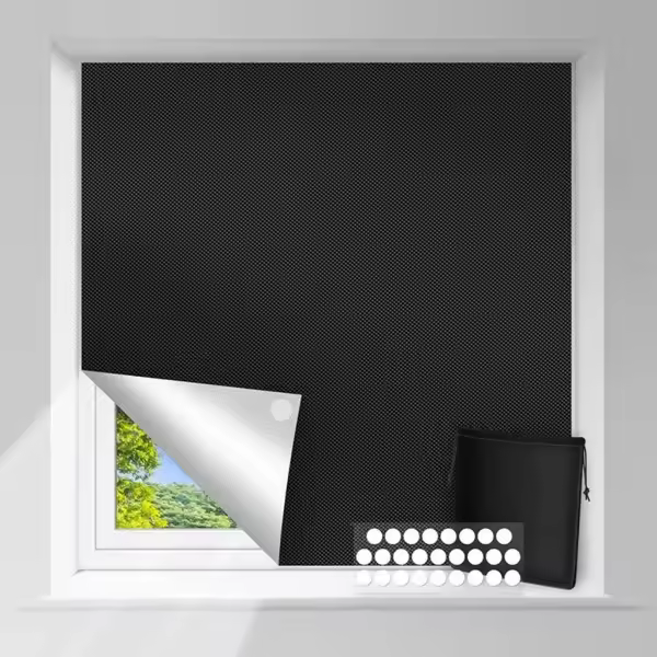 Cortina opaca de 150 x 200 cm con protección solar y película de recubrimiento térmico 100 % opaca. - 1