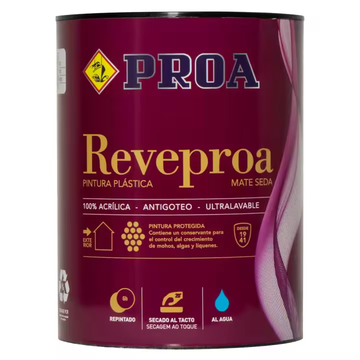 PROA Pintura plástica satinada antihumedad. Blanco. 750 ML. - 1