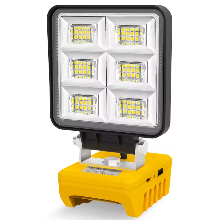 Luz De Trabajo LED Portátil 5200LM 48W Sin Batería Base Ajustable Luz De Inundación Recargable Para DeWalt Material ABS - 1