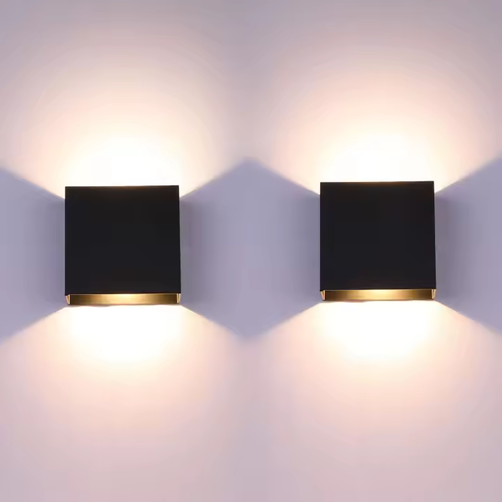 2 Pack LED de Pared Luz Interior 6W De Aluminio PARES THE Estar Room Dormitory Pasillo Escalera, (Negro, Luz Cálida) - 1