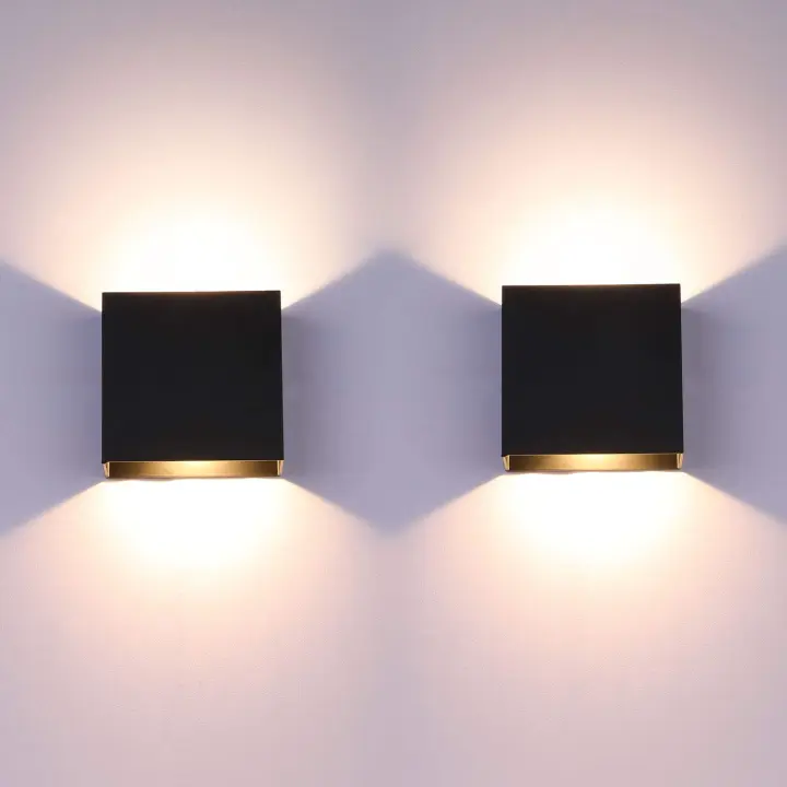 2 Pack LED de Pared Luz Interior 6W De Aluminio PARES THE Estar Room Dormitory Pasillo Escalera, (Negro, Luz Cálida) - 1