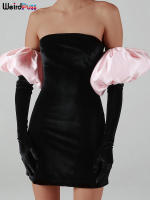 Vestido De Veludo Sin Espalda Para Mujer Con Guantes Nublados Bodycon Elástico Romántico Francesa Para Fiesta De Cumpleaños Vacaciones Streetwear - details 29