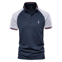 Novedad de verano, camisa POLO de manga corta de talla europea con manga raglán para hombre, sudadera informal con empalme para hombre - details 2
