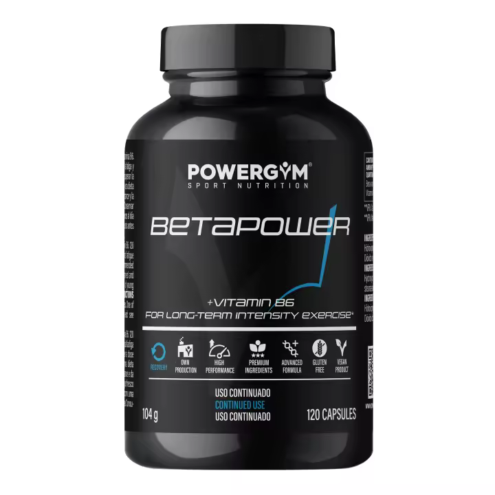 POWERGYM  Betapower 120 Cápsulas Precursor de la Carnosina con Beta-Alanina – Prolonga el tiempo de ejercicio y neutraliza los efectos del ácido láctico - 1