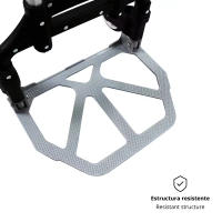 LUTODY - Carretilla transportadora de metal, Con 2 ruedas, Resistente, Ligero, Carro compacto para llevar mercancía, Mensajería, Tranportar bultos, Cajas, Compras - details 2