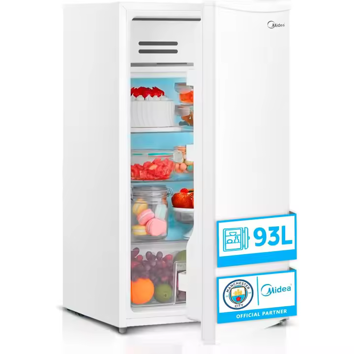Midea Nevera Pequeña 93L - Mini Frigorífico Compacto para Hogar y Oficina - Frigorífico Pequeño Bajo Consumo Sin Congelador - Mini Bar Silencioso para Caravana y Camping con Zona fría de 0º/-3º - 1