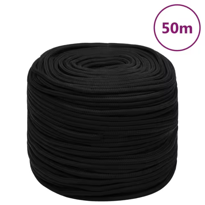 vidaXL Cuerda de trabajo poliéster 6 mm 50 m cuerda trenzada Color Negro,  Blanco, y mas - 1