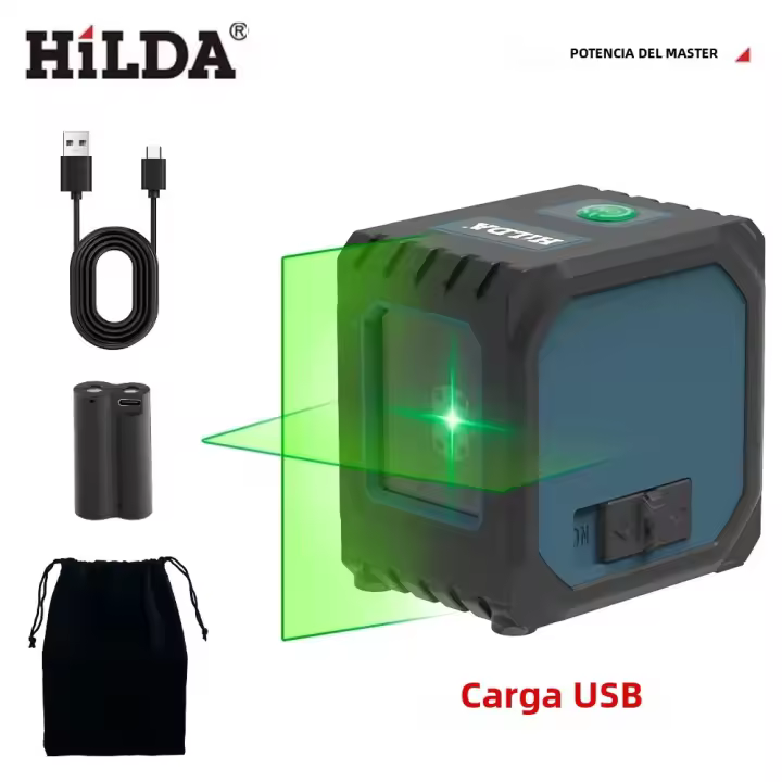 Nivel Laser HILDA 2 Líneas Recargable Por USB Mini Nivel Laser Auto Nivelado Con Láser Verde Rayos Horizontales Y Verticales - 1