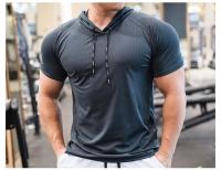 Sudadera De Carrera Para hombreQuick Drying Muscle Shirt Con Capucha Corta Para Gimnasio Y Entrenamiento Deportivo - details 6