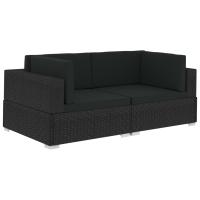 vidaXL Asiento seccional de esquina con cojines 2 pzas ratán PE Negro y blanco, Marrón, Gris Conjunto Terraza Muebles Jardín Exterior Juego de Muebles de jardín Mueble Jardín Exterior Muebles de Salon Exterior - details 0