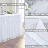 Enagua De Tule Blanca Para Mesa Rectangular O Redonda 2 Capas De Enaguas Plegadas Decoración Para Bodas Cumpleaños Baños De Lujo Y Mesas De Postres - details 1