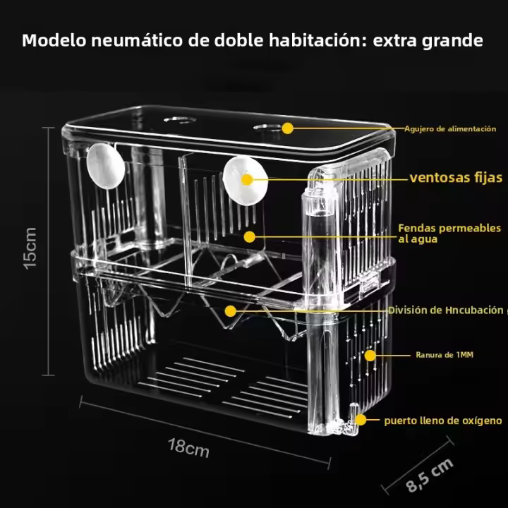 Caja De Cría De Peces Peacock Acrílica Para Acuario Caja De Aislamiento Para Peces Tanque De Incubación Hatchería Fabricante WHPHous - 1