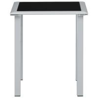 vidaXL Mesa de jardín acero y vidrio negro y plateado 41x41x45 cm - details 1