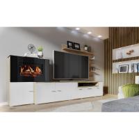 Skraut Home - Mueble salón comedor con chimenea eléctrica con 5 niveles de llama, 3 acabados de color posibles, 290x170x45 cm - details 0