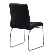 Silla BERTA, cromada, similpiel NEGRA   4 SILLAS Silla multiusos -Base tubular de patin cromado. Diámetro del tubo - 16 mm. -Asiento y respaldo tapizado en similpiel de color negro.  DIMENSIONES : Ancho: 47 cms Fondo: 58 cms Altura: - details 1
