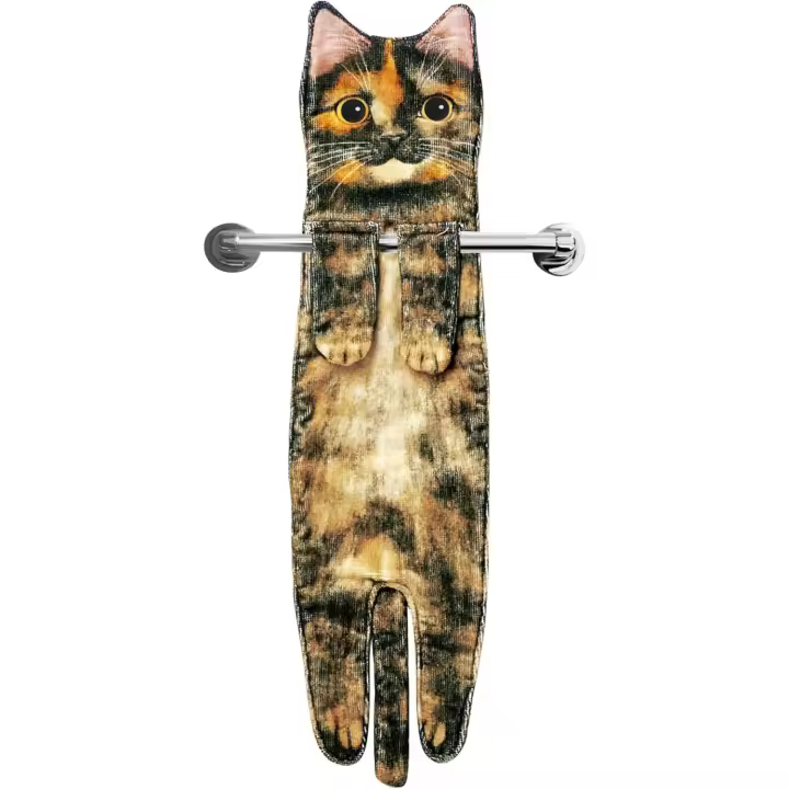 Divertidos Gatos Toalla de Mano-Decoración Gato Toalla Colgantes para Baño Trapos de Cocina-Animal Absorbente suave Toallas-regalos Graciosos Para Originales Mujer Amantes de Los Gatos-Carey - 1