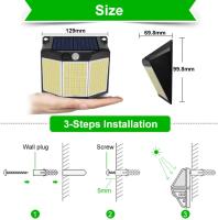 Lámpara De Pared Solar Para Jardín Y Patio Con Sensor De Movimiento Y 3 Modos De Iluminación Impermeable 432 LED Reflector Instalación Por Asamblea - details 9