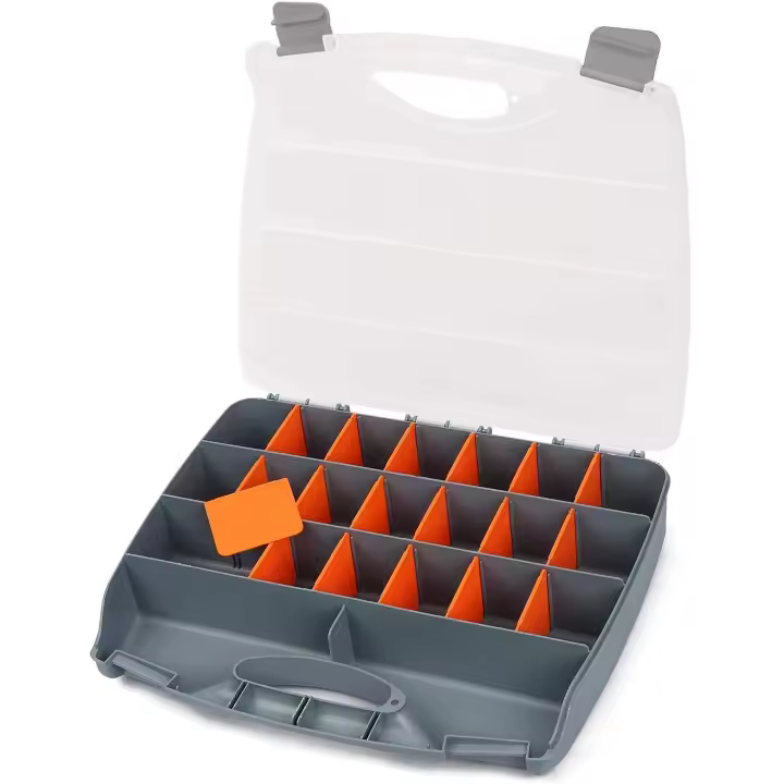 JOMAFA - Maletin Organizador de tornillos y piezas Con 24 Compartimientos, 480mm  Caja de almacenamiento para tornillos, tuercas, herramientas, piezas pequeñas  - 10007 - 1