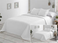 Colcha Doble Cara 5 Colores - Gris Nube, Blanco Nieve, Turquesa, Beige Arena y Azul Cielo | Tallas Exactas 90, 105, 135 y 150 cm | Incluye 1-2 Fundas de Almohada Reversibles | Tejido Poliéster Ultra Suave Antipilling y Secado Rápido - details 3