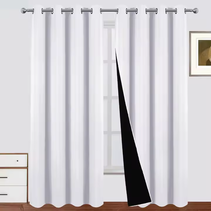Cortinas Opacas 66x84 Pulgadas - 2 Paneles - Dormitorio con Cierre - Color Blanco Hueso - Ahorro Energético - 1