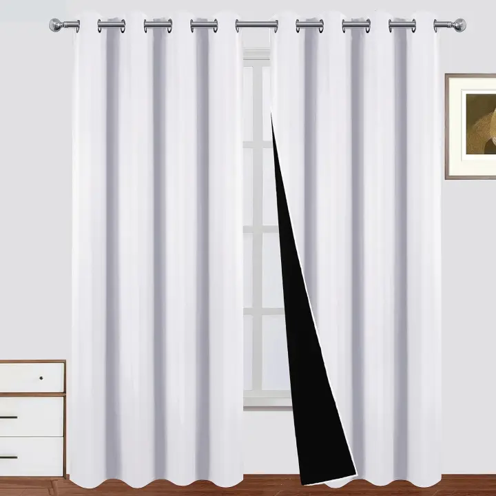 Cortinas Opacas 66x84 Pulgadas - 2 Paneles - Dormitorio con Cierre - Color Blanco Hueso - Ahorro Energético - 1