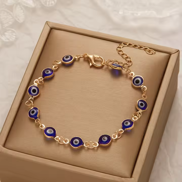 Pulsera Turca De Ojo Azul Para Mal De Ojo Ajustable Para Hombres Y Mujeres Con Hebillas Coloridas De Metal Joyería De La Suerte Para La Riqueza - 1