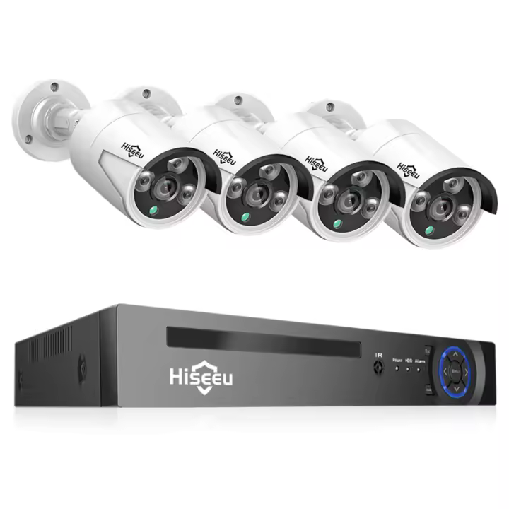 Hiseeu 5MP POE sistema de cámara de seguridad, grabador de video en red de 8CH H.265, detección de humanos AI, visión nocturna HD, impermeable IP66, sin HDD - 1