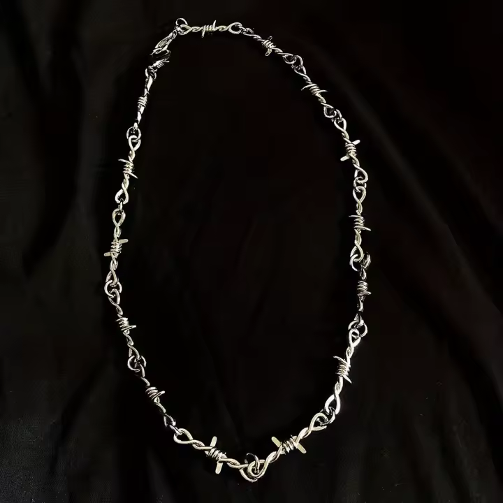 Collar De Metal Con Espinillas Y Alambre De Espinas Estilo Punk Para Hombres Y Mujeres Collar Geométrico Hip Hop/Rock - 1