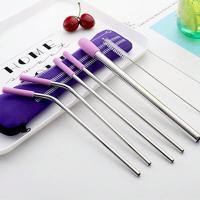 Juego De 7 Piezas De Tenedores De Acero Inoxidable Ecológico Con Toppings De Silicona Cepillo De Limpieza Y Bolsa De Almacenamiento Accesorios Para Beber Reutilizables - details 6