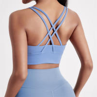 Sujetador De Deporte Para Mujer En Color Sólido Con Palanca Cruzada Y Almohadillas De Pecho Transpirable Y Suave Para Gimnasio Yoga Fitness Entrenamiento Completo Y Correr - details 14
