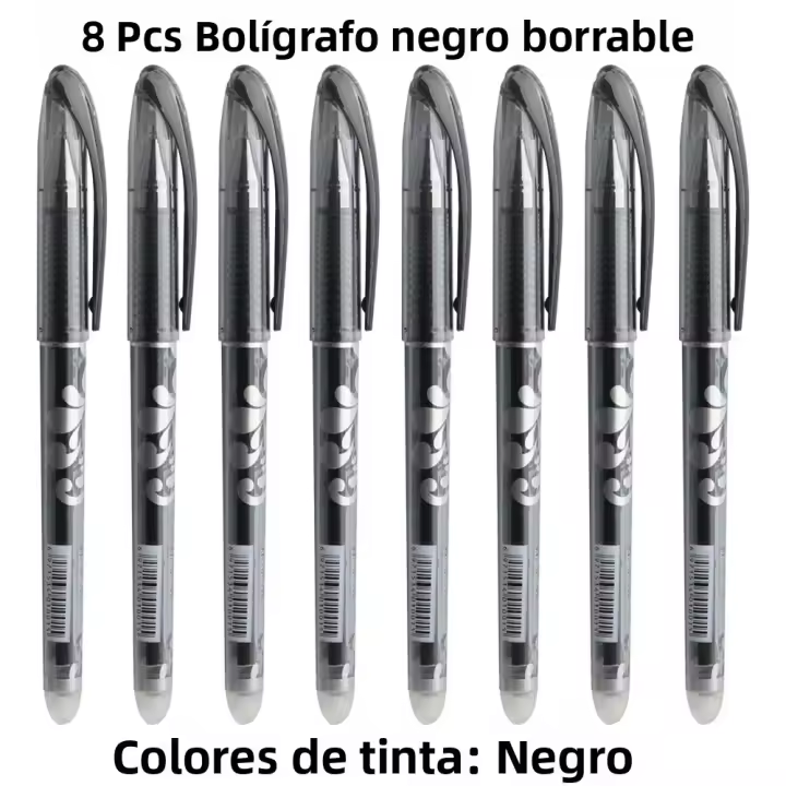 8Pcs/Set Bolígrafos De Gel Erasables Recargables Para Escuela Material Plástico Tinta Azul Negra Punto De Escritura 0.5mm - 1