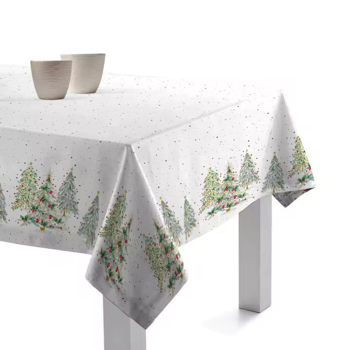 Mantel Antimanchas Algodón Pascua Rojo 135x135, 135x200, 135x250, Navidad, Impermeable, Fácil de limpiar, Comedor, Cocina PADUANA - 1