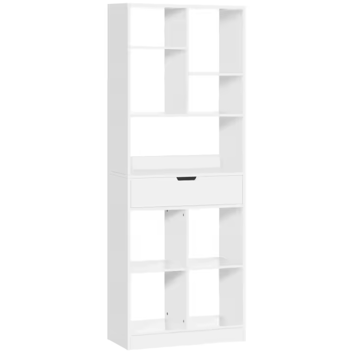 HOMCOM Estantería para Libros Librería con Cajón y 9 Compartimientos de Almacenamiento Librería Estantería para Salón Oficina Estudio 60x26x158 cm Negro - 1
