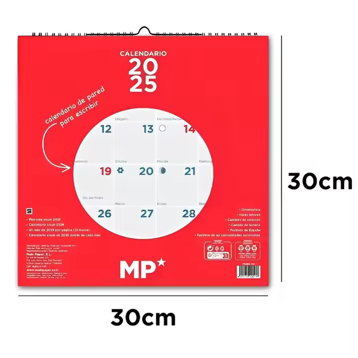 LILI HOME Calendario de Pared 2025 para Escribir. Tamaño del calendario: Horizontal: 43 x 29 cm. Vertical: 43 x 29 cm. Vertical grande: 53 x 38 cm. Diseñado para tu organización diaria con amplio espacio para notas. - 1