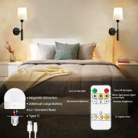 Lámpara De Pared Recargable Sin Cable Con Batería De 5000mAh Y Control Remoto 2-Piece Set Iluminación LED Dimmable Para Dormitorio Y Sala De Estar - details 5