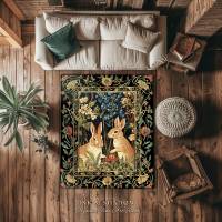 Alfombra De Decoración Moderna Con Diseño De Conejos En El Bosque Estilo Morris Floreal Victoriano Aesthetic Fairycore Para Dormitorio Y Sala - details 4