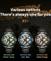 Reloj Mecánico Automático Para Hombre OUPINKE 3196 Acero Inoxidable Negro Luminoso Y Resistente Al Agua De 50M Con Esfera Skeleton Y Correa De Acero Inoxidable - details 12