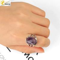 Anillo Ajustable De Piedra Natural En Forma De Huevo Para Mujer Con Cristales De Onix Tigre Y Cuarzo Rosa En Plata Multifacética Moda Fiesta - details 4