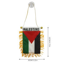 Bandera Pequeña dePalestina Para Decoración De Coche Doble Cara Con Borla Y Disco Adhesivo Mini Pennant De Viaje - details 4