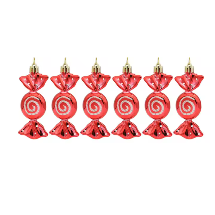 Piezas de Piruleta de Navidad, Colgantes de Bastón de Caramelo, Adornos de Bolas colgantes para Árbol de Navidad, decoraciones navideñas - 1