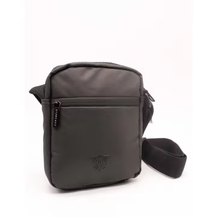Bandolera Caramelo 231410 Negro - Bolso de Nylon y Poliester - Tres Bolsillos con Cremallera - Asa Ajustable - Medidas 21x17x5 Cm - 1
