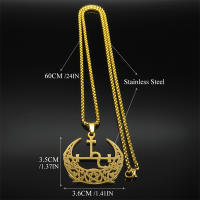 Collar Pendentivo De Luna Tríplice Y Pentagrama Para Hombres Y Mujeres En Acero Inoxidable Color Oro Joyería De Demonio Satán Lilith Para Fiesta - details 0