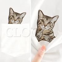 Camiseta De Algodón CLOOCL Con Diseño De Gato Tabby Y Dedo Medio Para Hombre Y Mujer Camiseta De Manga Corta Para El Verano Estilo Casual - details 12