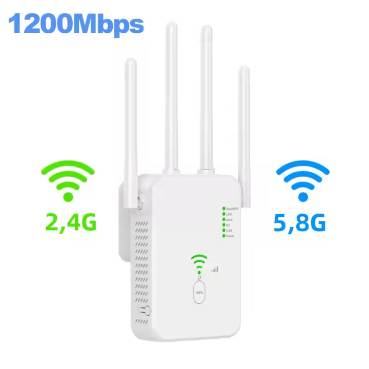 Repetidor De WiFi 1200Mbps Dual-Band 2.4G 5G Extensor De Señal Amplificador WiFi WPS Router Con Tiempo De Transmisión De 867Mbps Y 300Mbps - 1